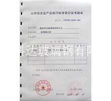 企業產品執行標準等級證書副本